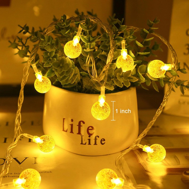 Minetom 66 Ft Warm White Crystal Globe String Lights 200