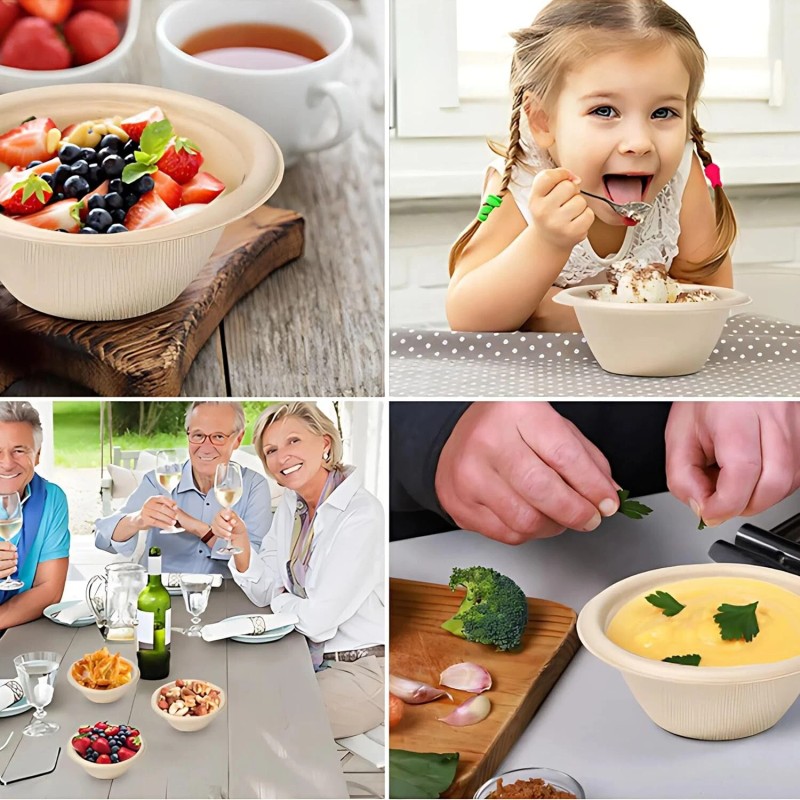 FPN Disposable Bowls 100% Round Compostable Microwave Safe Soup Bowls