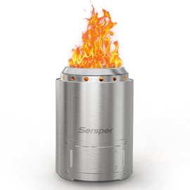 Sersper Fire Pit with Stand - Stainless Steel Tabletop Fire Pit for Outdoor, Camping and Patio - Smokeless- Portable Bonfire