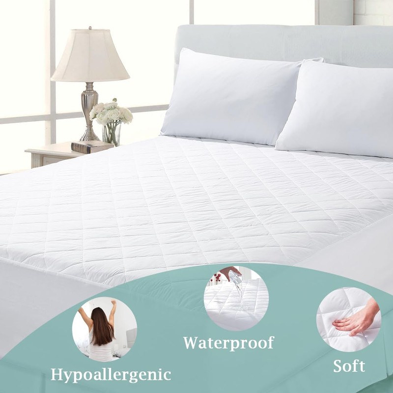DTEX HOMES Quilted Waterproof Matress Portector Extra Deep 40cm Fitted