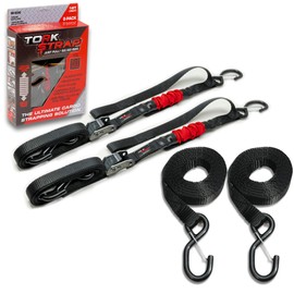 TorkStrap M500 Bundle | 14' x 1'' Spring Loaded Tie Down Straps with 20' Extensions- 1,500LB Max Load - Just Pull Alternative to Ratchet Straps - Integrated Soft Loops (2-Pack)