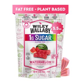 Wiley Wallaby Licorice 5.5 Ounce Watermelon Low Sugar Gluten Free Gourmet Soft & Chewy Australian Licorice Candy Twists, 1 Pack