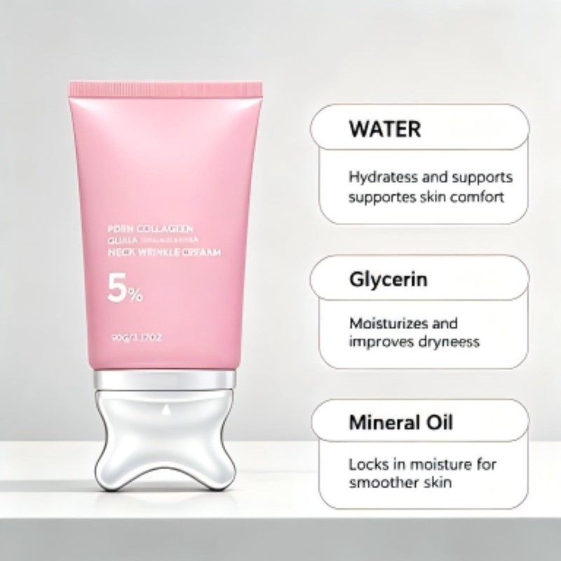 Gua Sha Neck Cream with Built In Gua Sha Massager,