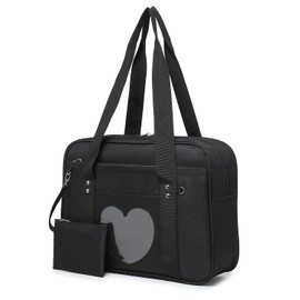 Jywmsc Women’s Shoulder Bag Heart Shape Japanese School Bags Kawaii Purse JK Large Anime Purse for Lolita Comic Handbag