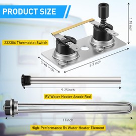 Saillong 4 Pieces RV Water Heater Parts Included Magnesium Anode Rod & Electric Heat Element & Thermostat Switch Compatible with Suburban RV Parts, Camper Hot Water Heater Replacement Kit