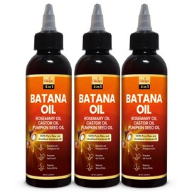 Batana Oil for Hair Growth with Rosemary, Castor, and Pumpkin Seed Oils, 100% Pure Unrefined Honduran Formula, Strengthens, Nourishes, Revives Scalp & Strands, Natural Care for All Types (3PK)