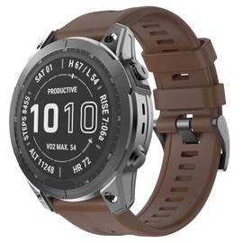 OVERSTEP Compatible with Fenix 7X Band, 26mm Width Soft Silicone Watch Strap for Garmin Fenix 5X/Fenix 5X Plus/Fenix 6X/Fenix 6X Pro Smartwatch (Brown)
