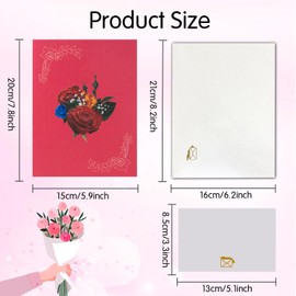 YianHien Rose Valentines Wedding Anniversary Card for Wife Girlfriend, Birthday Cards for Women, 3D Pop Up Card with Notecard & Envelope for Birthday Anniversary Engagement Wedding Gifts for Her, Rose
