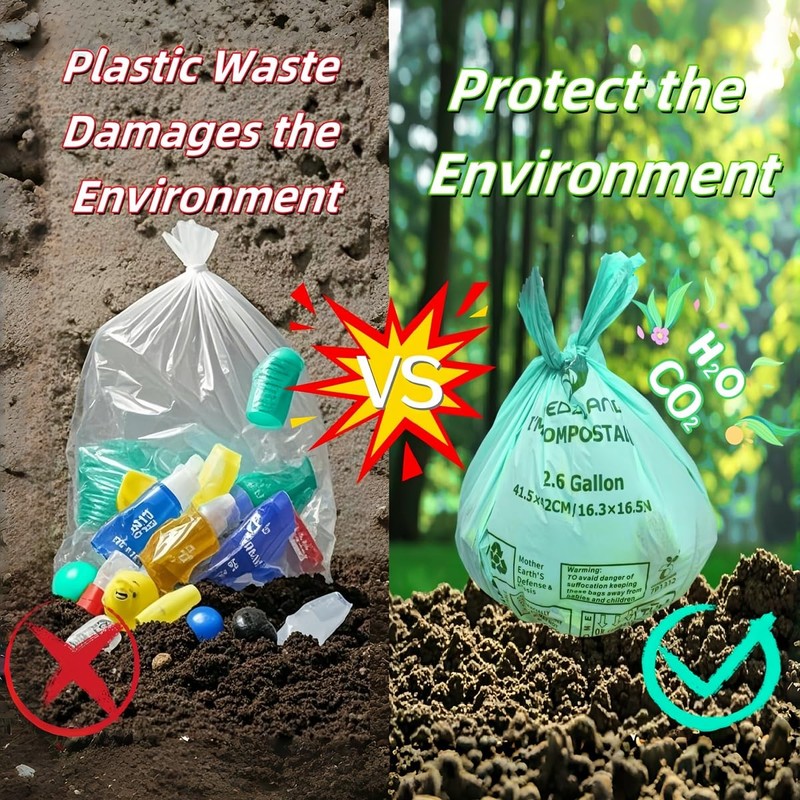 BPI Certified Compostable Trash Bags 2.6 Gallon (150Count) - 2X