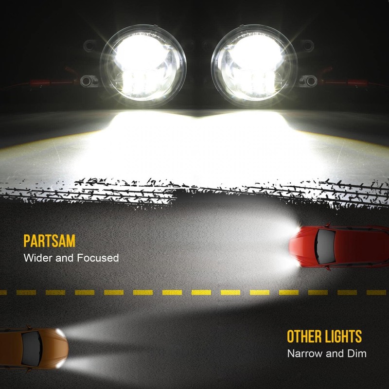 Partsam 12V LED Fog Lights Assembly Kit 54W 5000LM Compatible