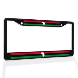 Fastasticdeals Metal Insert License Plate Frame Pan African Flag with Map Weatherproof Car Accessories Black 2 Holes Solid Insert