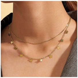 Cimenexe Bohemian Layered Butterfly Pendant Necklace Gold Butterfly Choker Necklace Layered Butterfly Chain Necklace Punk Tiny Butterfly Necklace Jewellery for Women