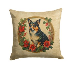 Caroline's Treasures DAC2390PW1818 Lancashire Heeler Christmas Flowers Throw Pillow Machine Washable, Indoor Outdoor Decorative Pillow for Couch, Bed or Patio, 18Hx18W