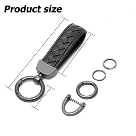 Genuine Leather Car Keychain, Sheepskin Key Fob Holder Keys Organizer with 360 Degree Rotatable Anti-Lost D-Ring (Black)