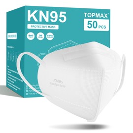 TOPMAX KN95 Face Mask 50 Pack 5-Ply Breathable Filter Efficiency≥95% Protective Cup Dust Disposable Masks Against PM2.5 White