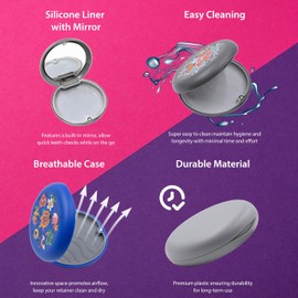 Retainer Case Unicorn Stars Orthodontic Case With Mirror Compatible with Invisalign Aligner Remover Tool Travel Essentials Gift for Girlfriend Boyfriend Family Kids Friends for Travel School Work