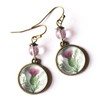 Scottish Thistle Glass Cabochon Earrings