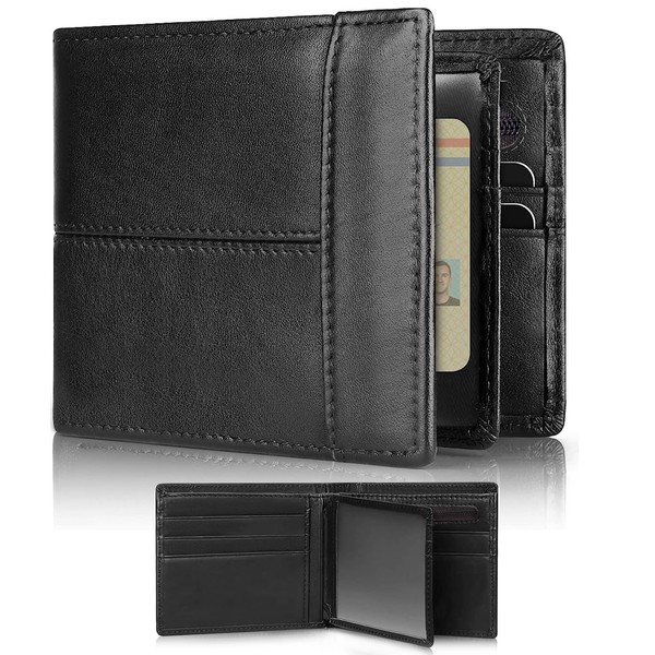 Carteras para Caballero,Cartera Hombre de Piel,Billetera Hombre RFID Bloquea,Wallet Basic