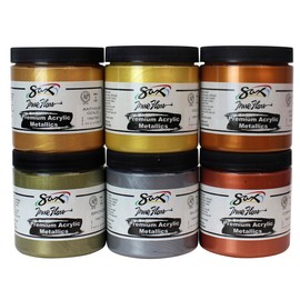 Sax Premium Heavy-Bodied Acrylic Metallics, 8 Ounce Jars, Set of 6