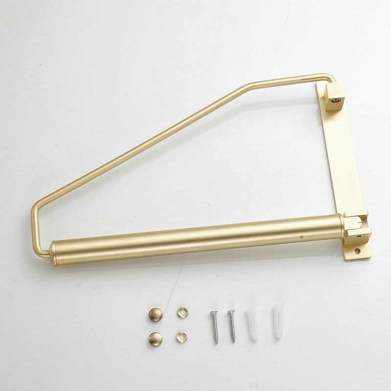 Folding Clothes Hanger Gold Brushed Drying Clothes Rack Wall-Mounted Space