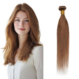 Rich Choices Weft Hair Extensions Real Human Hair Straight Weave Hair Extensions 18 Inch 100g Sew in Weft Human Hair Extensions Real Remy Hair Extensions Human Hair Bundles #6 Light Brown