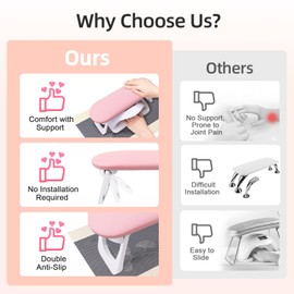 Beloving Arm Rest for Nails Tech, Foldable PU Leather Nail Arm Rest for Hand Holder, Hand Rest Cushion Pillow with PVC Table Mat for Manicure, Nail Accessories Tools for Salon Home Use, Pink