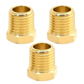 ZUDKSUY 3 Pack 1/4" NPT Male Pipe x 1/8" NPT Female Pipe Fitting, Brass Pipe Hose Tube Fitting Set, Heavy Duty Hex Bushing for Air, Water, Oil (Nominal Pipe Size)