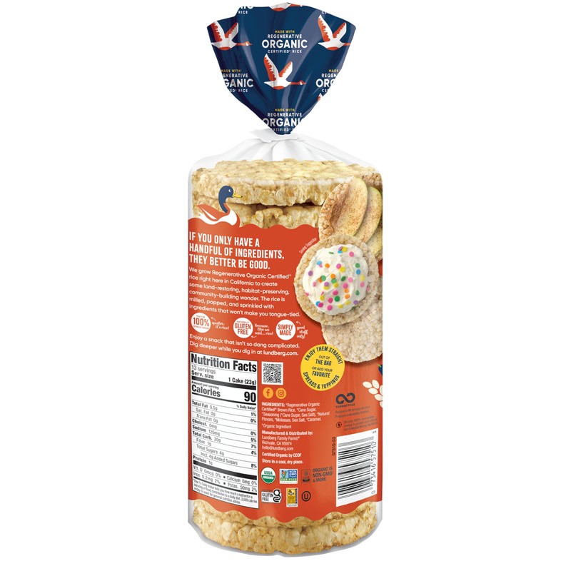 Lundberg Organic Whole Grain Brown Rice Cakes, Salted Caramel, Gluten-Free,