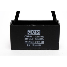 JCM 2 Wire Ceiling Fan Capacitor 1.5uF 250VAC CBB61