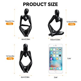 shirylzee 3Pcs Thinker Statue Abstract Art Sculpture Home Decor Aesthetic Bookshelf Decor for Home Office Desk Table Decor Collection Cute Accent Figurine