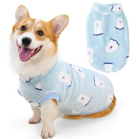 Zunea Flannel Dog Sweater Jumpers for Small Medium Dogs Pullover Corgi Winter Jacket Coats Fuzzy Fleece Puppy Clothes Cute Soft Warm Cold Weather Dachshund Vest Pet Apparel Blue L
