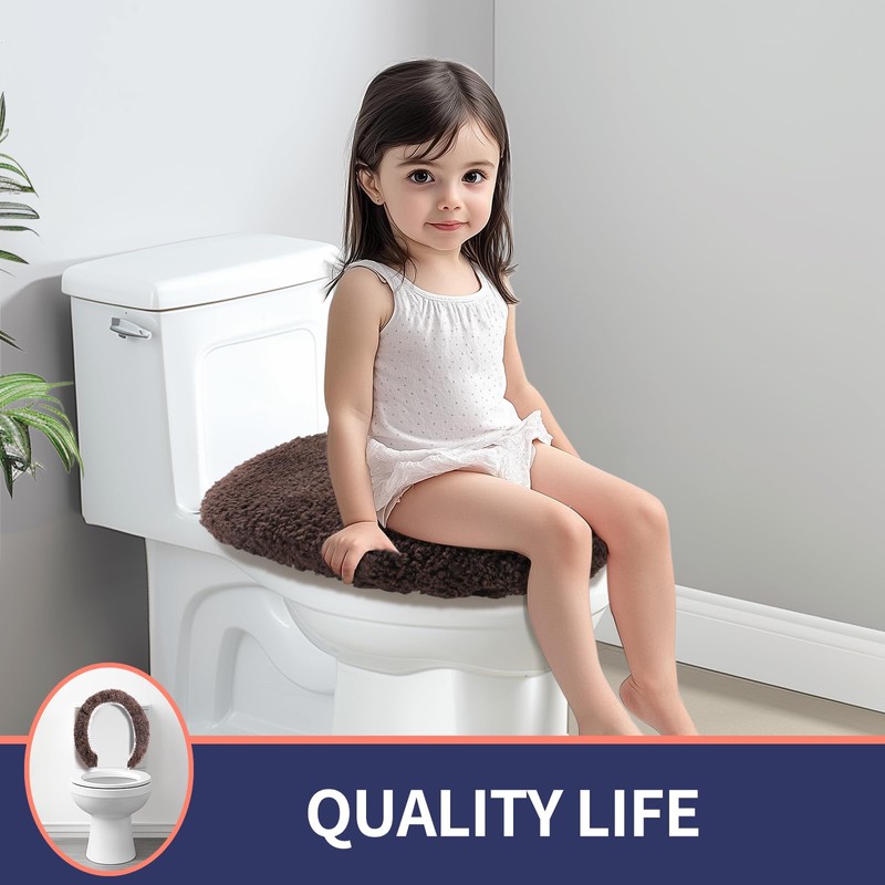 Baahrnom Luxury Toilet Lid Cover 19.5"x 16" Machine Washable Solid
