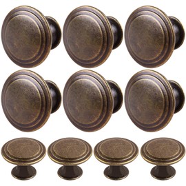 YOIPE Pack of 10 Flat Round Mushroom Shape Drawer Pulls Anique Broze Furniture Cupboard Zinc Alloy Dresser Knobs Door Window Pull Handles Cabinet Hardware for Closet Wardrobe Pulls with Screws