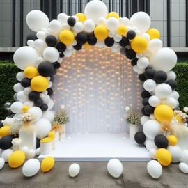 White Black & Yellow Balloons 5 Inch Balloons Pack of 30 Balloons for Kids Birthday Decorations Plain Birthday Balloons Latex Party Balloons Decoration Baby Shower Engagement Wedding Party Supplies