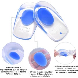 3 Pares Taloneras de Gel - Almohadilla Silicona Vmingo Alivio de Dolor de Talón, Fascitis Plantar y Espolón Calcáneo Unisex, Reutilizables, Amortiguación y Elevación Azul 11x7cm