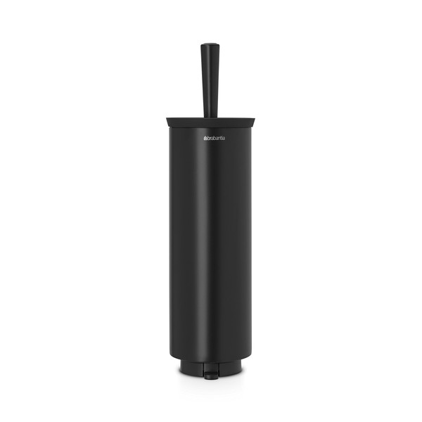 Brabantia Profile Toilet Brush and Holder (Black) Freestanding / Wall-Mounted Toilet Bowl Cleaner with Discreet Case Stand for Bathroom