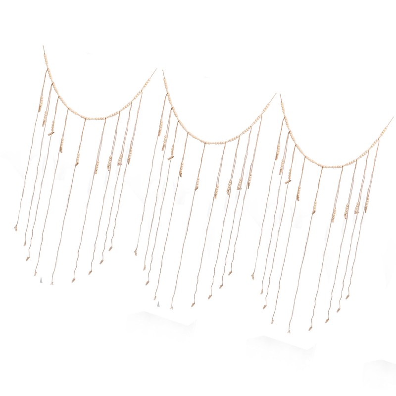 3pcs Hanging Photo Display with Wood Clips Beads DIY 110cm