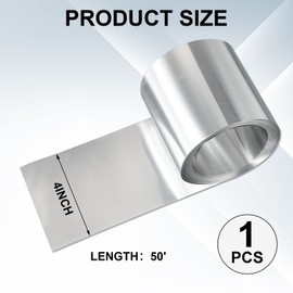 Lounsweer 4'' x 50' Aluminum Roll Flashing for Roof and Garden, Prevents Roofing Stains, Roof Strip for Moss and Mildew Prevention (1 Roll)