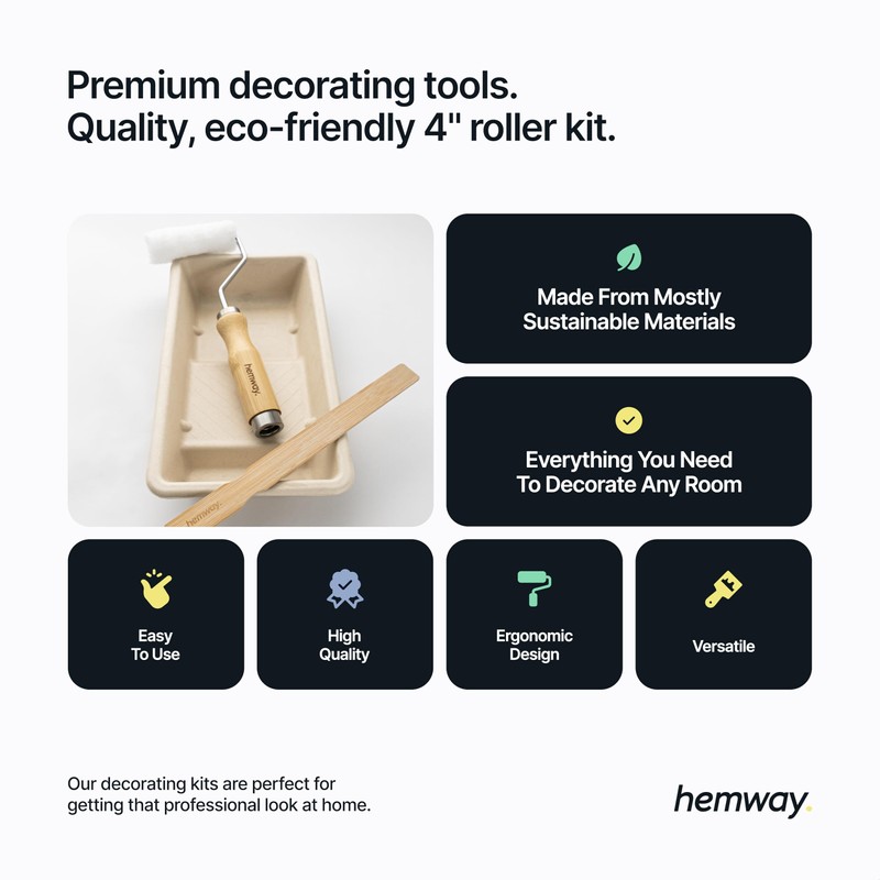 Hemway Premium Decorating Tools Bamboo Paint Roller Kit Set |