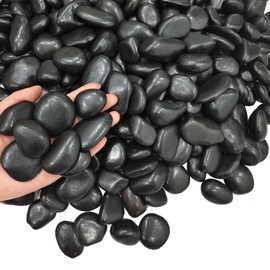 15LB Black River Rocks for Landscaping 1-2 Inch Natural Polished Stones Decorative Pebbles for Plants Vases Aquarium Large Outdoor Garden Rocks