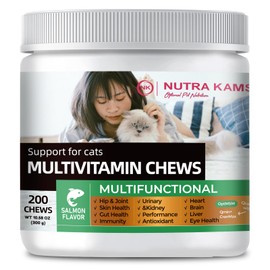 Nutra Kams Multivitamin Chews for Cats, Nutritional Supplement for Strong Immunity, Support Digestion and Skin Care, 300 Grams, 200 Chews.