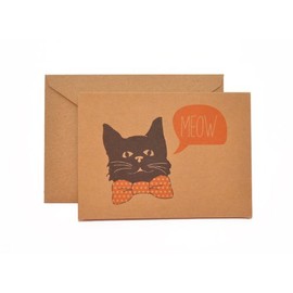 Polka Dot Bowtie Cat Stationery Note Card Set