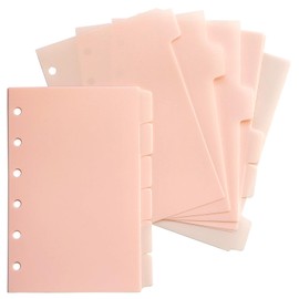 DY.2ten Dividers for 6 Ring Binder, 1/6 Cut Tabs, A7 Sturdy Plastic Binder Divider, Insertable Notebook Planner Tab, 2 Sets, 12 pcs，for School Office Home，Light Pink