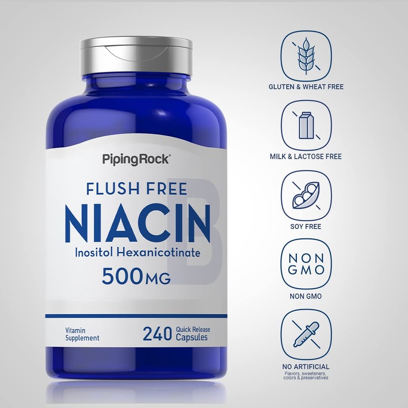 Piping Rock Niacin 500mg | Flush Free | 240 Capsules