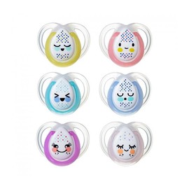 TOMMEE TIPPEE NIGHT TIME ORTHODONTIC 0-6m, GLOW IN THE DARK SOOTHERS. 1 PACK WITH 2 SOOTHERS