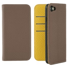 HanaRo iPhoneSE3 iPhoneSE2 iPhoneSE Brown x Yellow Bi-color Notebook Type Case Dull Color iPhoneSE3 Case iPhoneSE2 Case iPhoneSE Case Folio iPhoneSE3 iPhoneSE2 iPhoneSE Case Mobile Case