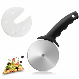 HELEERON 3" Pizza Cutter Wheel, Stainless Steel Pizza Cutter with Cover, Super Sharp Pizza Slicer-Dishwasher safe,Smooth Rotating Pizza Wheel Safe with Ergonomic Handle-Black