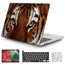 QCzyc Compatible with MacBook Pro 13 Inch Case M2/M1 2025 2022-2017 A2338 A2289 A2251 A2159 A1989 A1706 A1708 Plastic Hard Shell Case & Keyboard Skin&Mac OS Keyboard Sticker (Tiger)