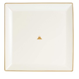 Miyamoto Sangyo Platter, White, Approx. 10.2 x 10.2 x 0.8 inches (26 x 26 x 2.2 cm), Square Platter, Mt. Fuji