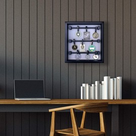 Golf Bag Tag Collection Display with Acrylic Cover (Black)